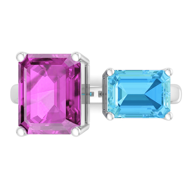 Martha Stewart 4 1/2ctw. Pink Sapphire & Blue Topaz Two Stone Ring In Sterling Silver image number null